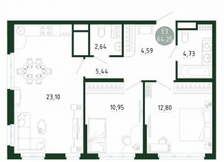 Продаю 2-комнатную квартиру, 64.3 м2, Тула