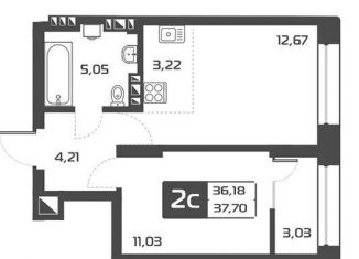 Продам 2-комнатную квартиру, 37.7 м2, Новосибирск, Октябрьский район