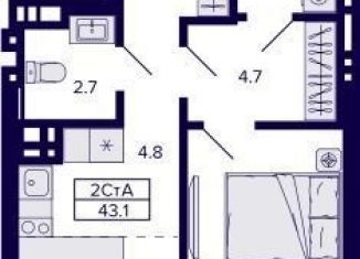 1-ком. квартира на продажу, 43.1 м2, Новосибирск, метро Площадь Маркса