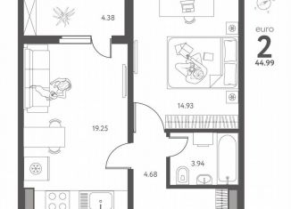 Продажа 1-комнатной квартиры, 45 м2, Липецкая область, улица Перова, 2Д