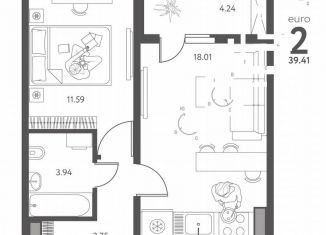 Продам 1-ком. квартиру, 39.4 м2, Липецкая область, улица Перова, 2Д