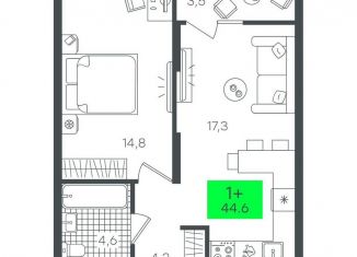 Продажа 1-комнатной квартиры, 44.6 м2, Тюмень