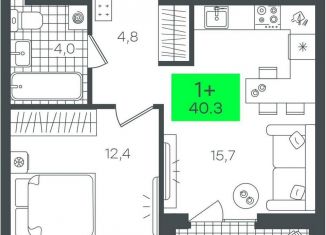 Продается 1-ком. квартира, 40.4 м2, Тюмень, улица Василия Малкова, 3