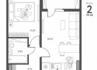 Продается 1-комнатная квартира, 39.5 м2, Липецк, улица Перова, 2Д