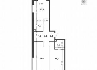 Продажа двухкомнатной квартиры, 73.5 м2, Москва, 3-я очередь, к6, метро Технопарк