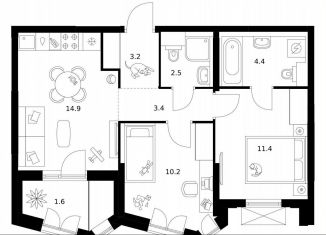 Продается 2-комнатная квартира, 51.6 м2, Москва, район Очаково-Матвеевское