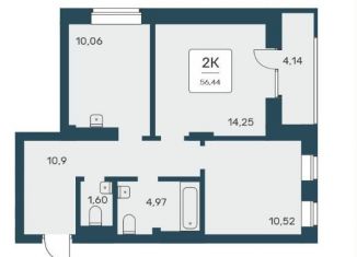 Продажа 2-комнатной квартиры, 56.4 м2, Новосибирск, улица Авиастроителей, 3/1, метро Золотая Нива