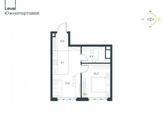 Продаю 2-ком. квартиру, 33.1 м2, Москва, жилой комплекс Левел Южнопортовая, 13, метро Дубровка