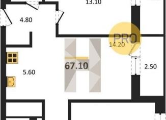 Продажа 2-комнатной квартиры, 67.1 м2, Новосибирск