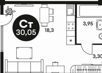 Квартира на продажу студия, 30.5 м2, Ростов-на-Дону, Красноармейская улица, 250