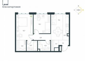 Продажа 3-ком. квартиры, 56.4 м2, Москва, жилой комплекс Левел Южнопортовая, 13