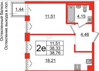 Продается однокомнатная квартира, 38.3 м2, Санкт-Петербург, муниципальный округ № 7