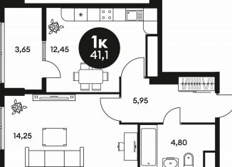 Продаю 1-ком. квартиру, 41 м2, Ростов-на-Дону, Красноармейская улица, 250