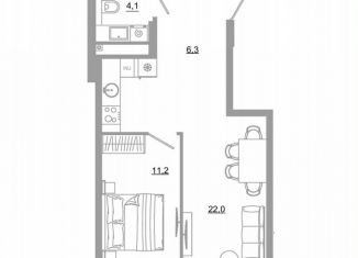 Продается 1-ком. квартира, 43.6 м2, Екатеринбург, метро Чкаловская