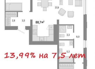 Продается 3-ком. квартира, 88.7 м2, Новосибирск