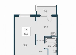 Продам 1-комнатную квартиру, 40.8 м2, Новосибирск, Игарская улица, 6