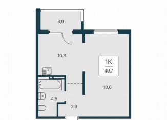 Продаю 1-комнатную квартиру, 40.7 м2, Новосибирск, Калининский район, Игарская улица, 6