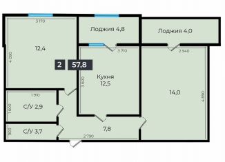 Продаю двухкомнатную квартиру, 59.8 м2, Ставропольский край, улица Южный Обход, 53В