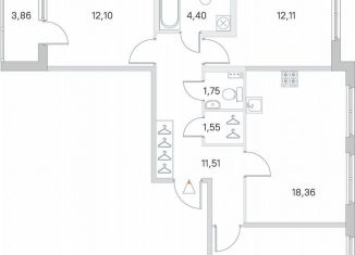 Продажа 3-комнатной квартиры, 77.7 м2, посёлок Стрельна, ЖК Любоград