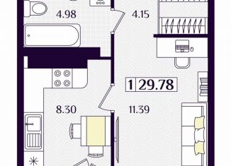 Продаю 1-комнатную квартиру, 29.8 м2, Гурьевск, Краковский бульвар, 16, ЖК Новая Резиденция