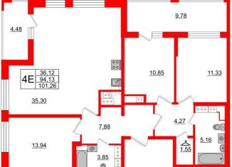 Продажа 3-комнатной квартиры, 101.3 м2, Санкт-Петербург, 2-й Предпортовый проезд, 6