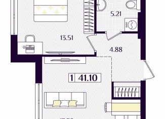 Продажа 1-комнатной квартиры, 41.1 м2, Калининградская область, Краковский бульвар, 16