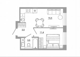 Продается 1-комнатная квартира, 33.9 м2, Екатеринбург, метро Чкаловская