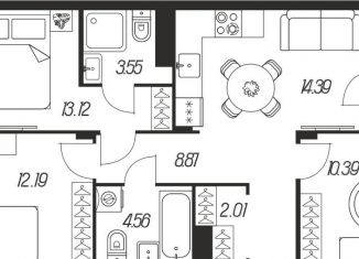 Продажа трехкомнатной квартиры, 72.5 м2, Тула