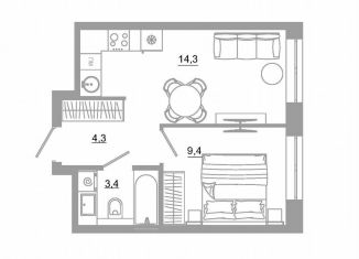 Продается однокомнатная квартира, 33 м2, Екатеринбург, метро Чкаловская