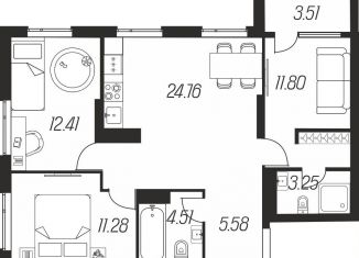 Продаю 3-ком. квартиру, 77.1 м2, Тула