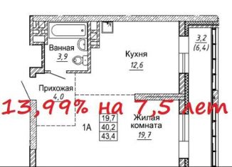 1-ком. квартира на продажу, 43.3 м2, Новосибирск, улица Фрунзе, 1, метро Маршала Покрышкина