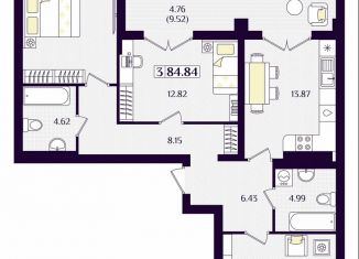 Продаю трехкомнатную квартиру, 84.8 м2, Гурьевск, Краковский бульвар, 16, ЖК Новая Резиденция