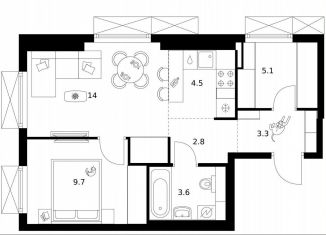 Продажа 1-комнатной квартиры, 43 м2, Москва, ВАО