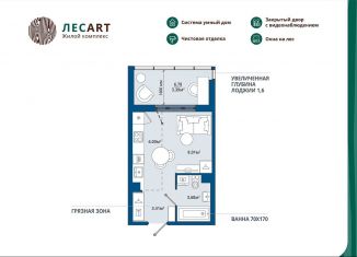 Продам 1-ком. квартиру, 24.5 м2, Ленинградская область