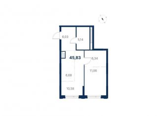 Продается однокомнатная квартира, 45.8 м2, Екатеринбург, улица Титова, 19/42И, метро Чкаловская