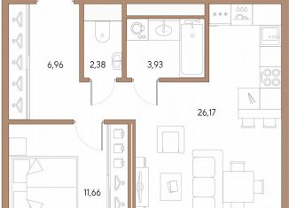 Продажа однокомнатной квартиры, 51.1 м2, Санкт-Петербург, метро Лесная