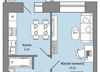 Однокомнатная квартира на продажу, 35 м2, село Первомайский