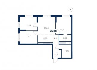 Продается 3-ком. квартира, 75.1 м2, Свердловская область, улица Титова, 19/42И