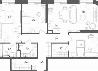 3-комнатная квартира на продажу, 94.3 м2, Москва, улица Матросская Тишина, 1Ас71, метро Электрозаводская