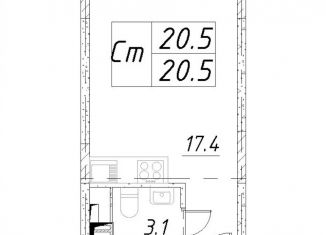 Продается квартира студия, 20.5 м2, Звенигород, 3-й микрорайон, к6