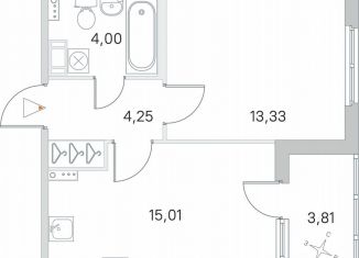 1-ком. квартира на продажу, 38.5 м2, посёлок Стрельна, ЖК Любоград