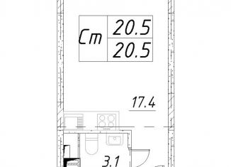 Продается квартира студия, 20.5 м2, Звенигород, 3-й микрорайон, к6