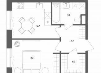 1-комнатная квартира на продажу, 42.7 м2, Москва, ВАО, улица Матросская Тишина, 1Ас71