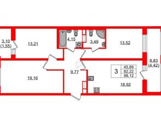 Продажа 3-комнатной квартиры, 88.1 м2, Санкт-Петербург, Суздальское шоссе, 10, муниципальный округ Шувалово-Озерки