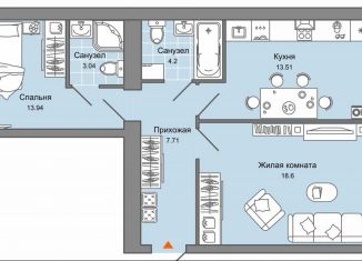 Продается 2-комнатная квартира, 63 м2, Киров, улица Дмитрия Козулева, 9, Ленинский район