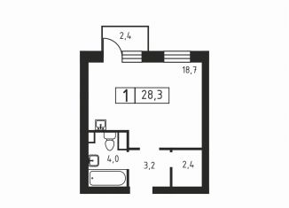 Продаю квартиру студию, 28.3 м2, Ленинградская область, Вересковая улица, 2к2