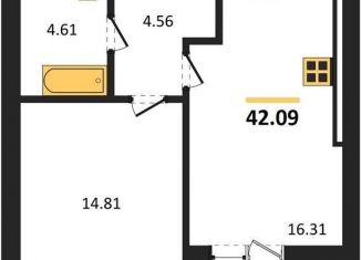 Продам однокомнатную квартиру, 42.1 м2, Калининград