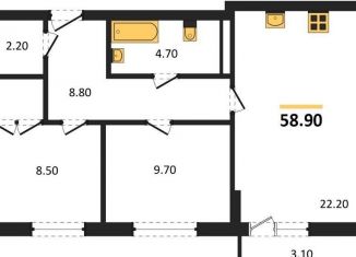 Продается 2-комнатная квартира, 58.9 м2, Калининградская область, Акварельная улица