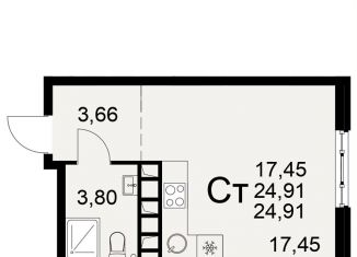 Продам квартиру студию, 24.9 м2, Рязань