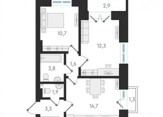 Продажа 2-комнатной квартиры, 48.3 м2, Новосибирск, жилой комплекс Русское солнце, 2